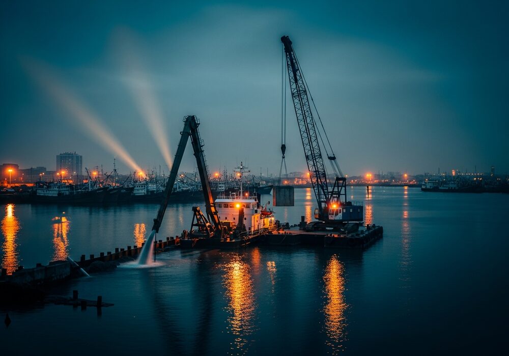 Dredging and quay rehabilitation works in a fishing harbour