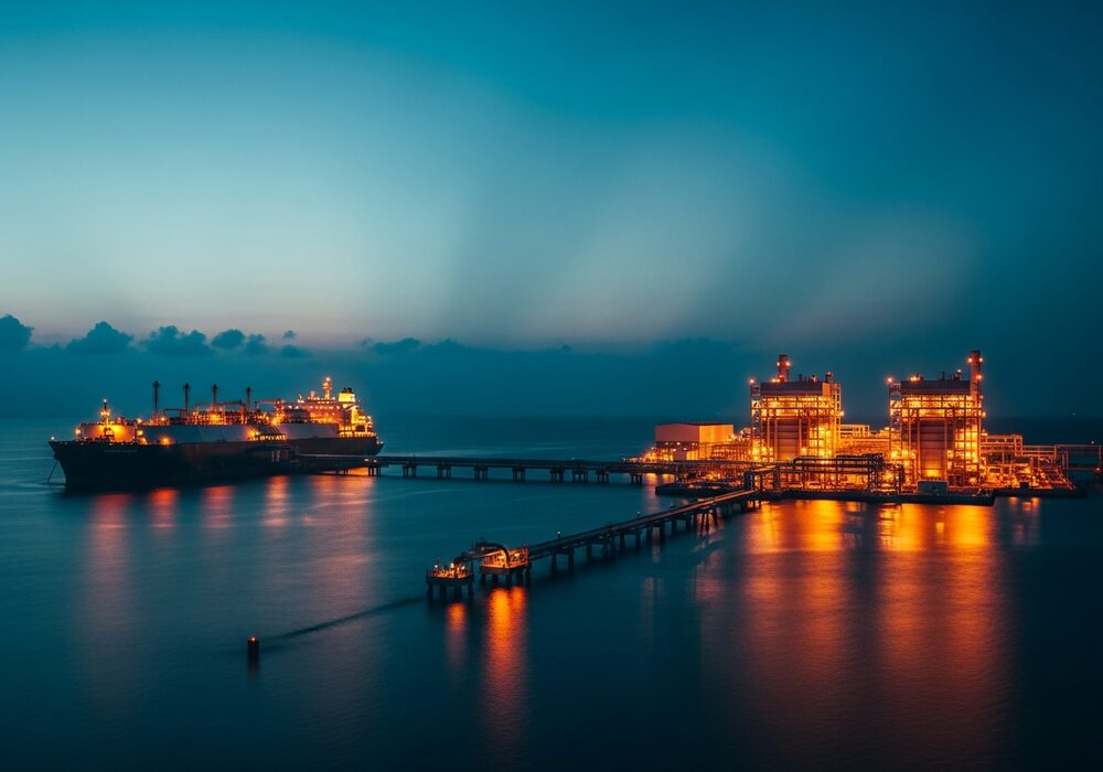 FSRU-based LNG import terminal at blue hour